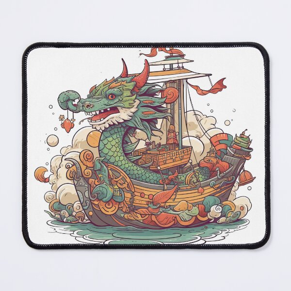 Item preview, Dragon Angler’s Bearded Boat Fishing Adventure: Experience Aquatic Serenity and Reel in Your New Catch! designed and sold by DooodleGod.
