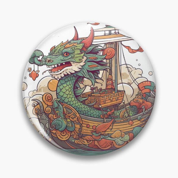 Item preview, Dragon Angler’s Bearded Boat Fishing Adventure: Experience Aquatic Serenity and Reel in Your New Catch designed and sold by DooodleGod.