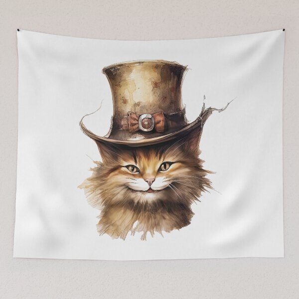 Item preview,  Cat wearing hat,yellow color,abstract,cartoon designed and sold by Hermossa-Art.