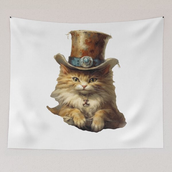 Item preview, Cat wearing hat,yellow color,abstract,cartoon designed and sold by Hermossa-Art.