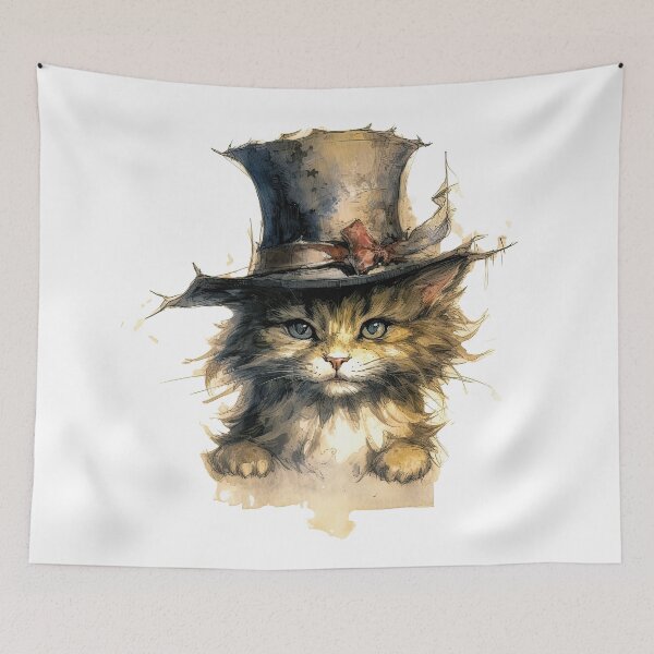 Item preview, Cat wearing hat,yellow color,abstract,cartoon designed and sold by Hermossa-Art.