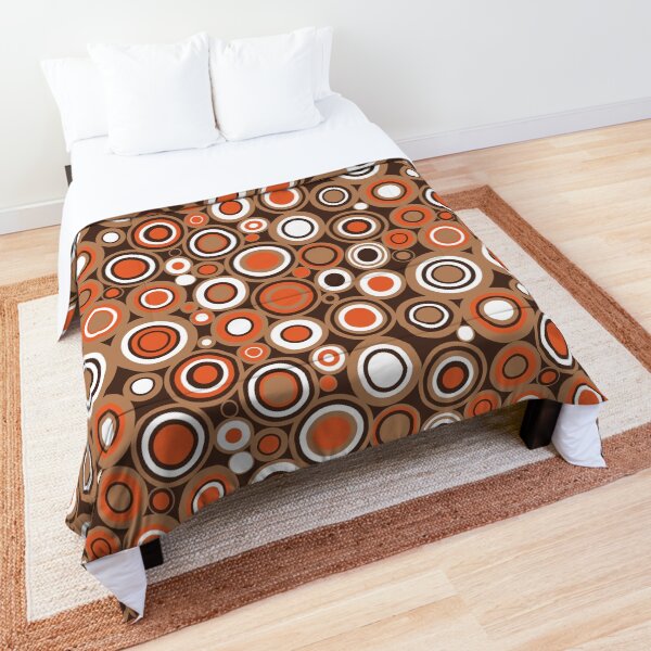 Orange, White and Brown Circle Retro Pattern Comforter