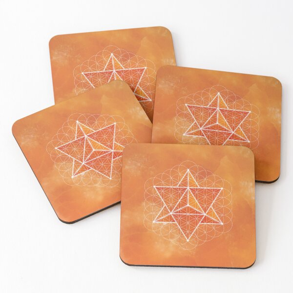 Item preview, Merkaba & Flower of Life on orange calcite designed and sold by RedCloudDesign.