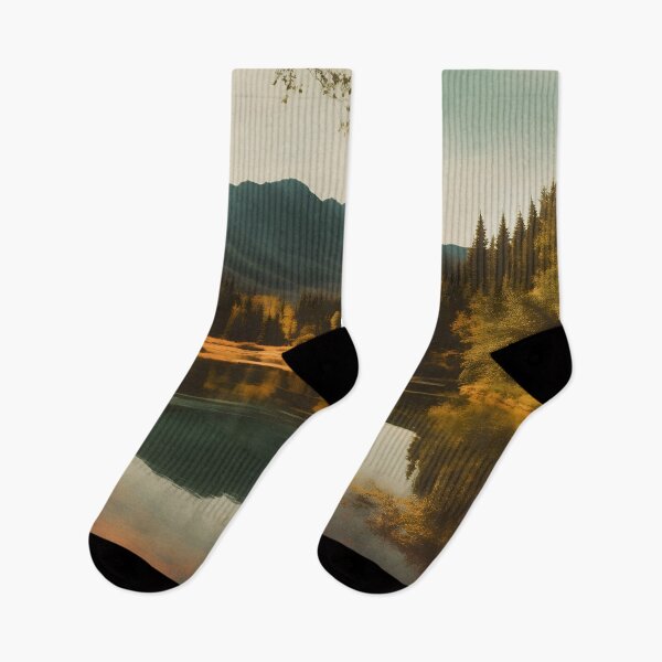 Item preview, Vintage Lake Landscape with Mountains and Forest designed and sold by JacobVisuals.