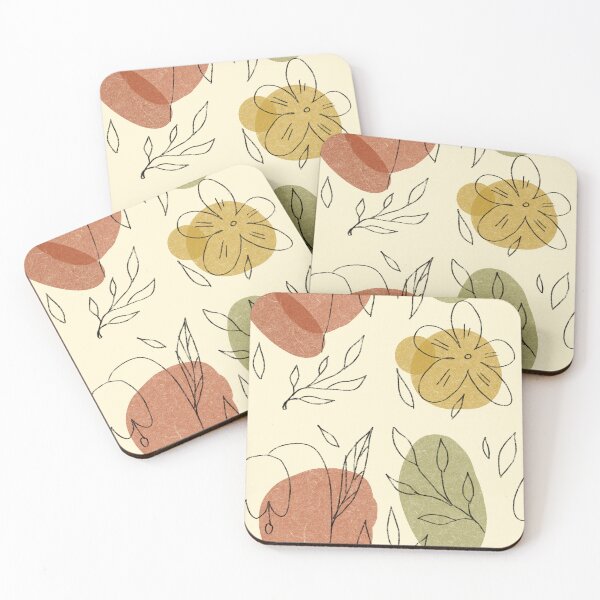 Item preview, Flower leaf geometry shape abstract beige pattern  designed and sold by Yana Mustafina | Boho Soulful Designs.