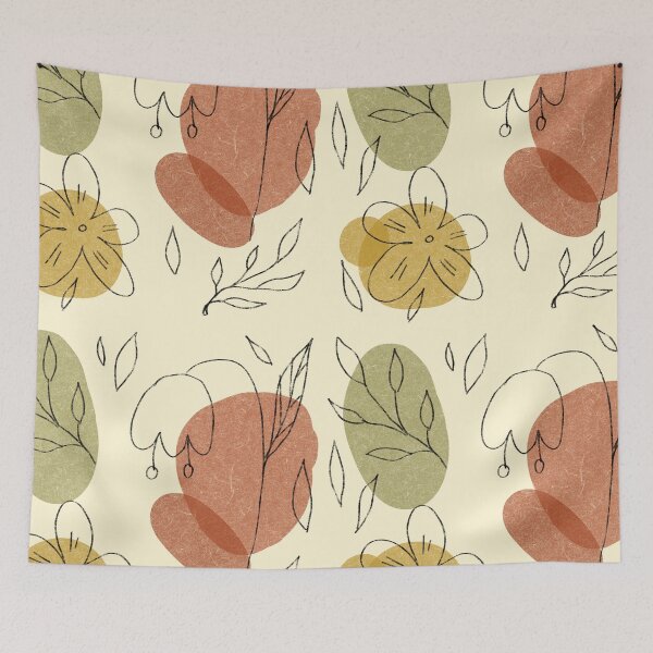 Item preview, Flower leaf geometry shape abstract beige pattern  designed and sold by Yana Mustafina | Boho Soulful Designs.