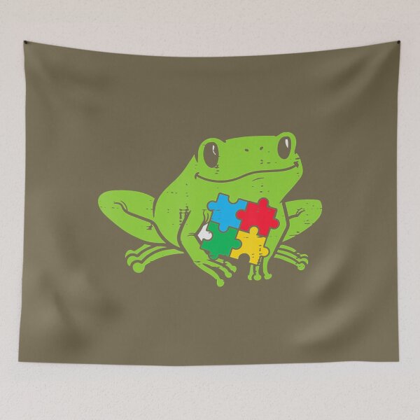 Aperçu de l'œuvre Autisme Grenouille Puzzle Mignon Awareness Animal ASD Kids créée et vendue par cqgfuwmgcy84.