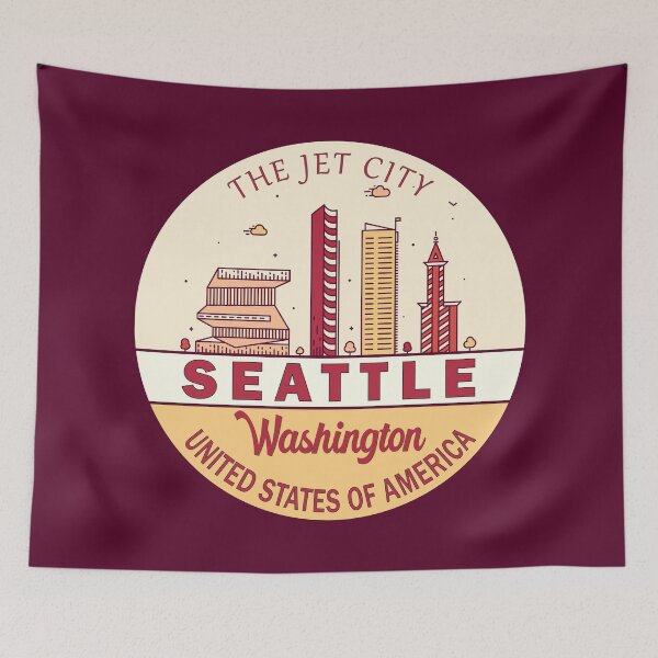 Item preview, Seattle Washington City Skyline Emblem designed and sold by KrisSidDesigns.