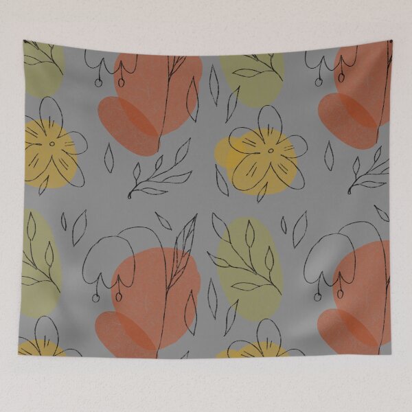 Item preview, Flower leaf geometry shape abstract grey pattern  designed and sold by Yana Mustafina | Boho Soulful Designs.