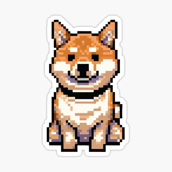 Pixel art dog character design shiba em