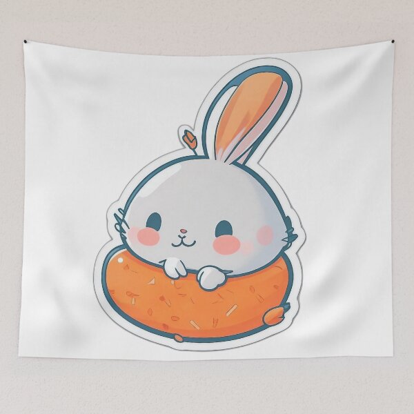 Item preview, Cute bunny white carrot pilow designed and sold by FFixation.