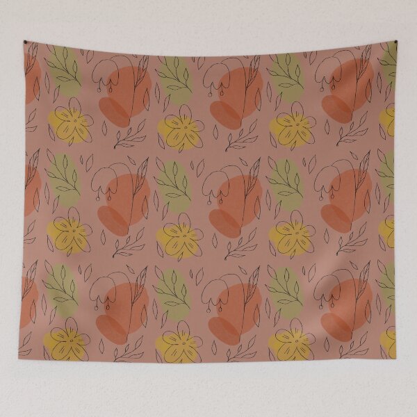Item preview, Flower leaf geometry shape abstract pink pattern designed and sold by Yana Mustafina | Boho Soulful Designs.