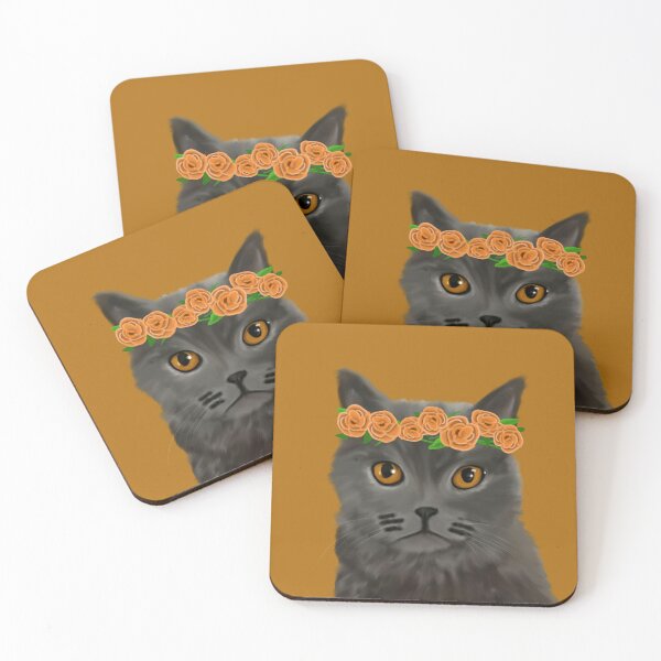 Item preview, Chartreux cat with Flower Crown designed and sold by GeorgeNyx.