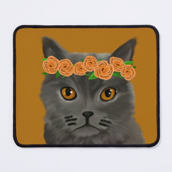 Item preview, Chartreux cat with Flower Crown designed and sold by GeorgeNyx.