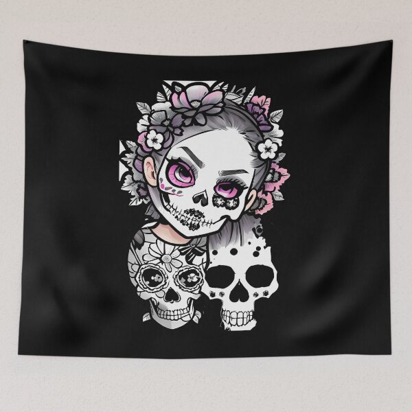 Item preview, Captivating Floral Grin: Enigmatic Skull with Grinning Flowers designed and sold by Mechanical-Artt.