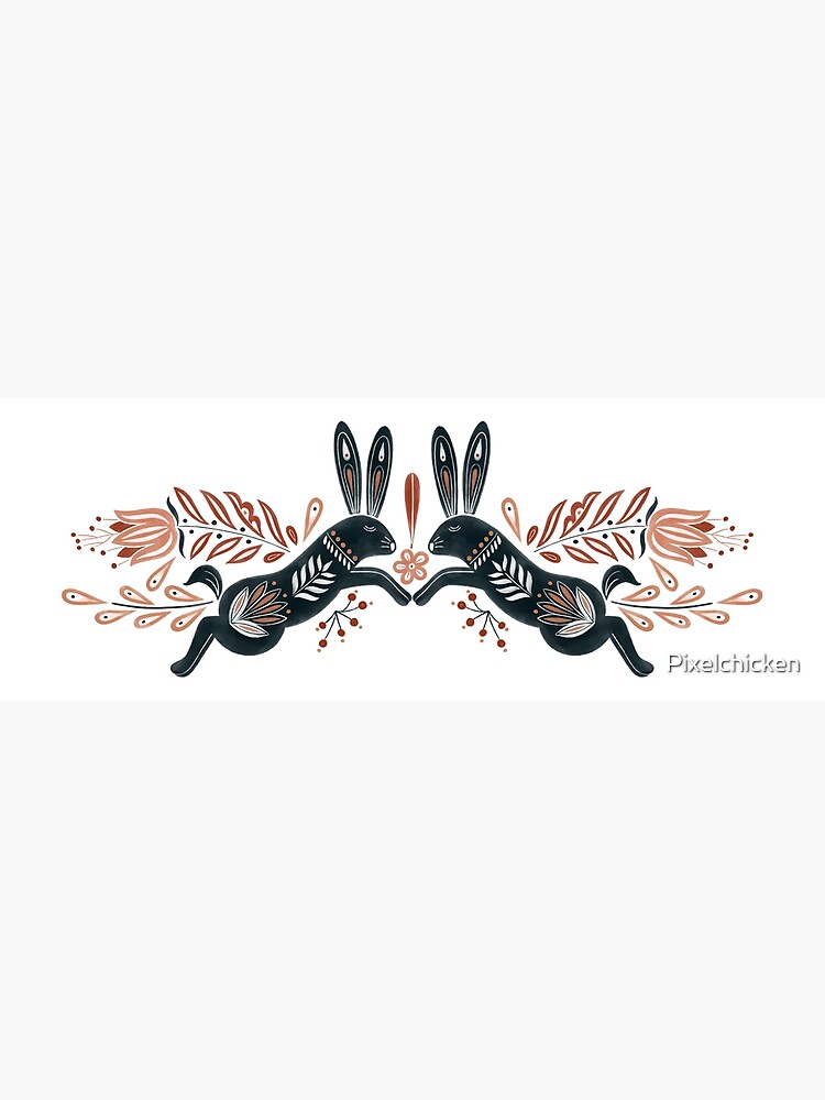 Folk Art Rabbits and Flowers