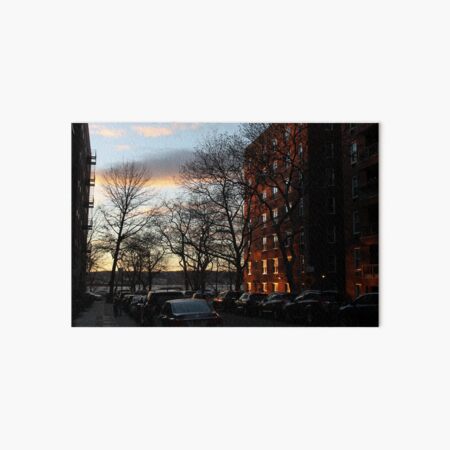 Evening, sunset, evening glow, the rays of the setting sun in the Windows, pink clouds Art Board Print