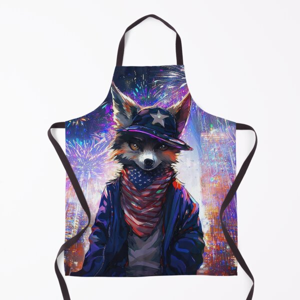 Artikelvorschau, Alles Gute zum 4. Juli, amerikanische Flagge, cooler, lustiger grauer Wolf in NYC entworfen und verkauft von TomFrontierArt.