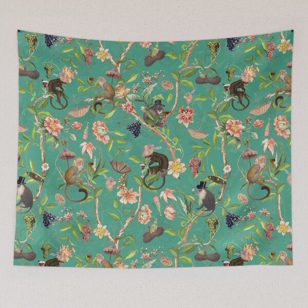Item preview, Monkey Party Chinoiserie Botanical Garden Nightgarden designed and sold by UtArt.