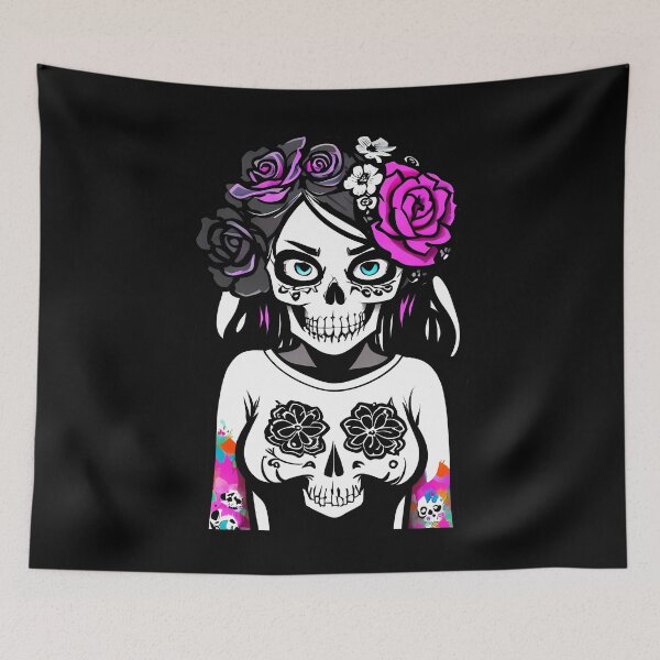 Item preview, Fierce Floral Fusion Skull designed and sold by Mechanical-Artt.