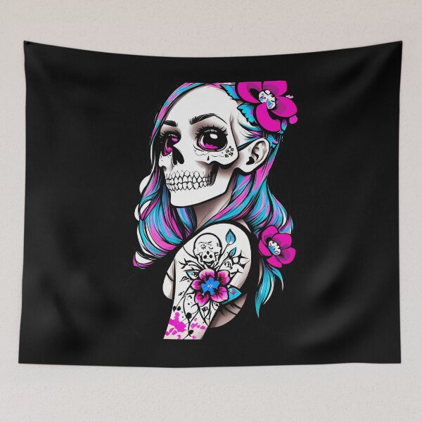 Item preview, Grunge Floral Rebellion Skull designed and sold by Mechanical-Artt.