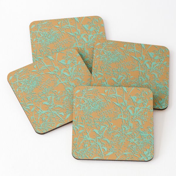 Item preview, 3D Effect Pastel Green Leaves on Orange Background designed and sold by Yolanda Designs.