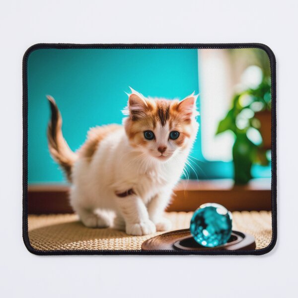 Item preview, Beautiful kitten on turquoise background designed and sold by Reunimage.