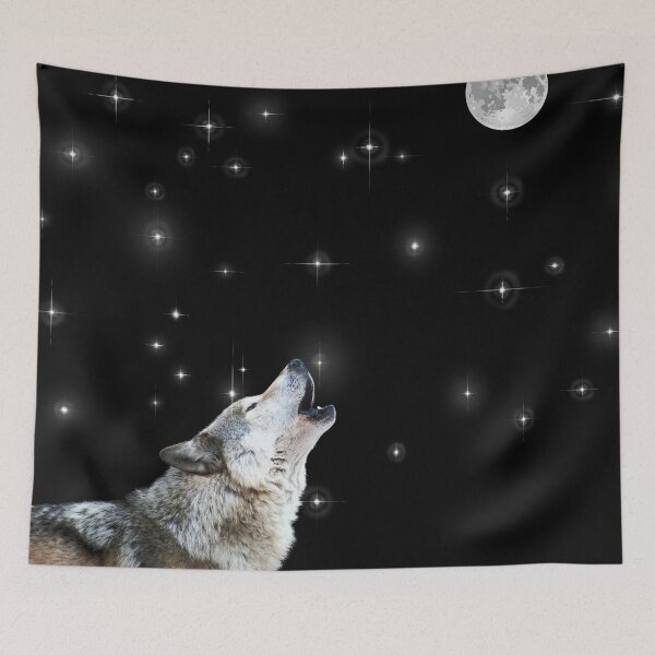 Item preview, Beautiful wolf howling at the moon and stars great designed and sold by ZTACOLECTION.