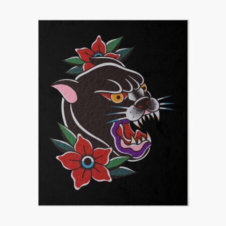 Traditional Panther Tattoo with Aggressive Roses | MUSE AI