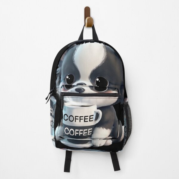 Item preview, Cute black white Dog drinking coffee, coffee lover, dog lover, Australian boarder collie, Siberian husked, Alaskan malamute designed and sold by hollycooper.