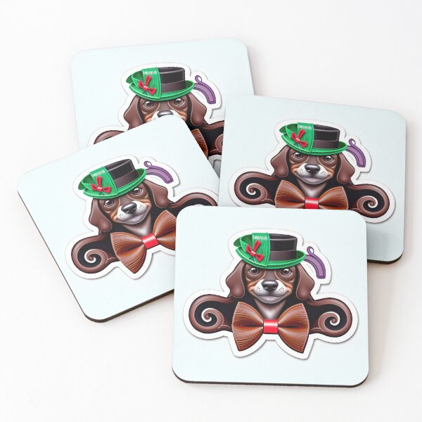 Item preview, digitally designed cute Dachshund, in top hat and bow tie.   designed and sold by LorrieBee.