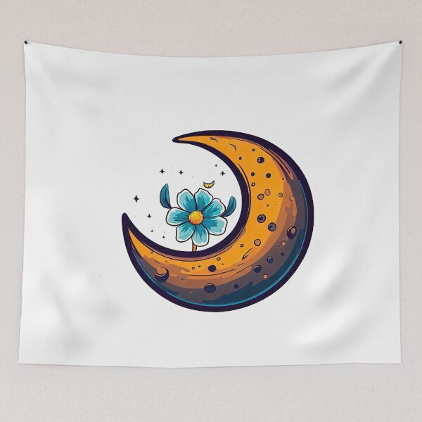 Item preview, moon with flower and stars designed and sold by miguel-ozz.