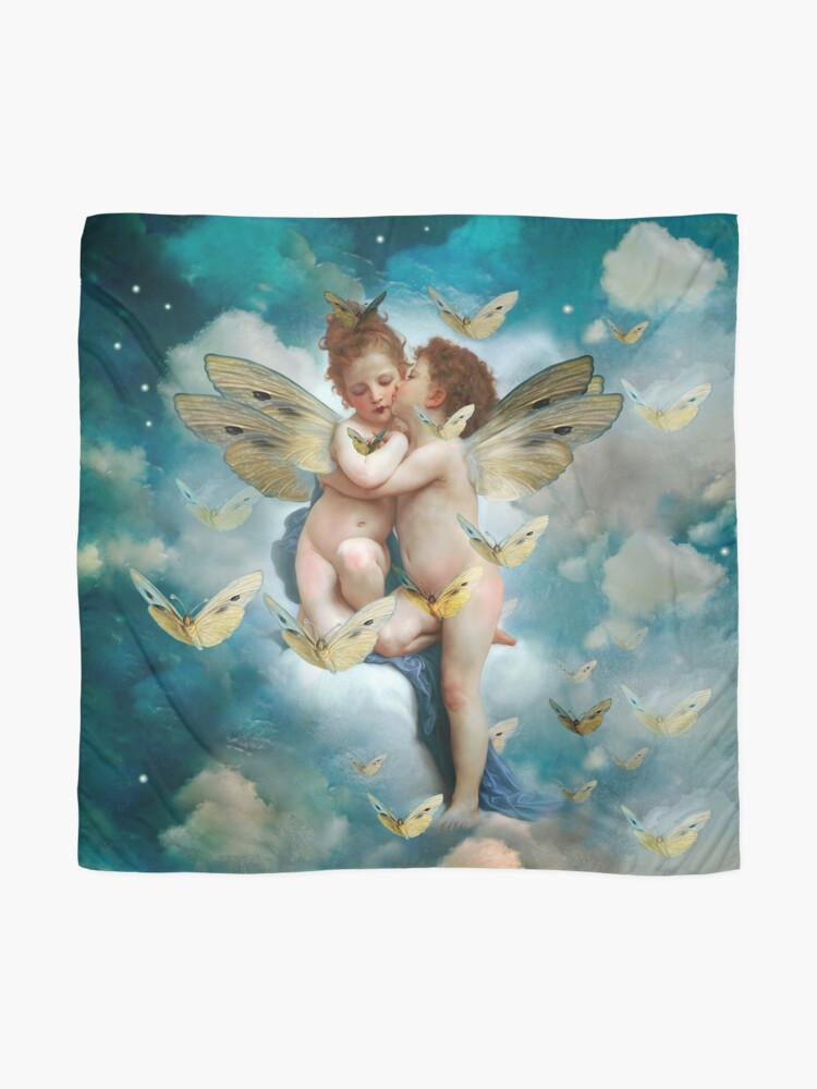 Vista alternativa de Pañuelo "Angels in love in heaven with butterflies"