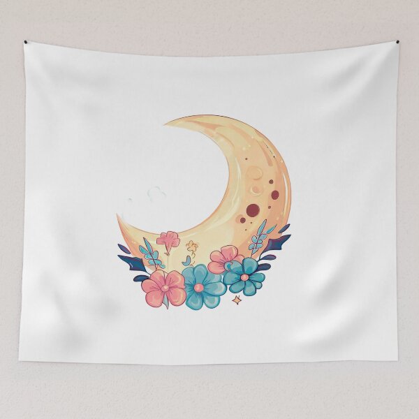 Item preview, moon with flowers designed and sold by miguel-ozz.