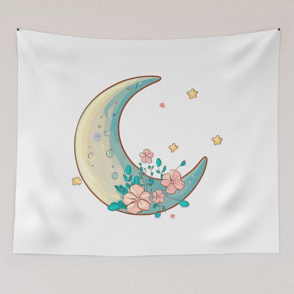 Item preview, moon with stars and flowers designed and sold by miguel-ozz.