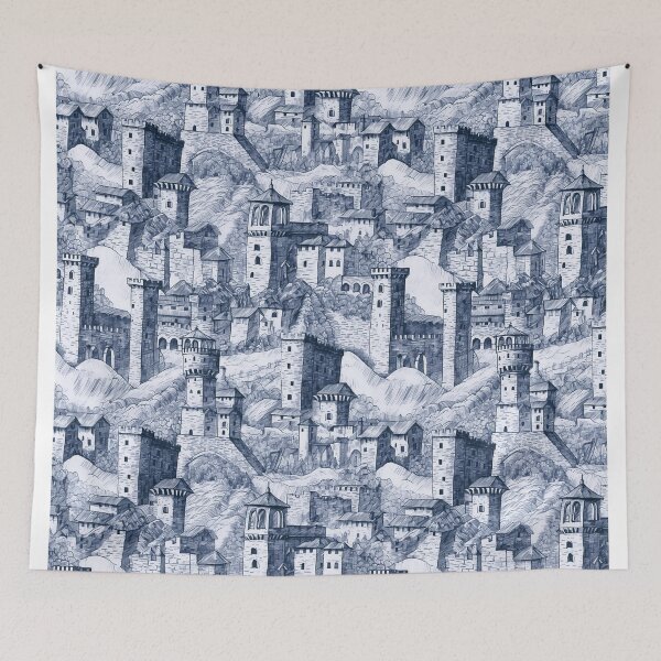 Item preview, dibujo del castillo designed and sold by Alessandro Remo Mazzoni Remotextiles.