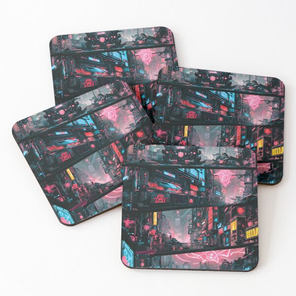 Item preview, A Neon Cyberpunk Cityscape designed and sold by ByteyCreatives.