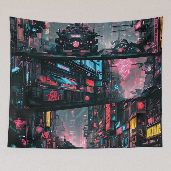 Item preview, A Neon Cyberpunk Cityscape designed and sold by ByteyCreatives.