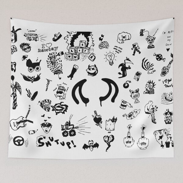 Item preview, yungblud drawings tattoo sheet (Black) designed and sold by sarascoprox.