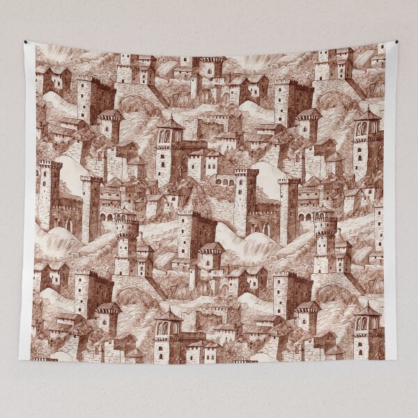 Item preview, dibujo del castillo designed and sold by Alessandro Remo Mazzoni Remotextiles.