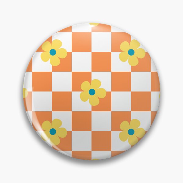 Item preview, checkerboard flowers orange, yellow, blue designed and sold by Ambrose Le Fae.