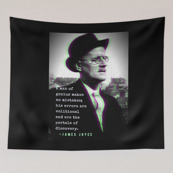 Item preview, James Joyce portrait and quote: A man of genius makes no mistakes... designed and sold by artbleed.
