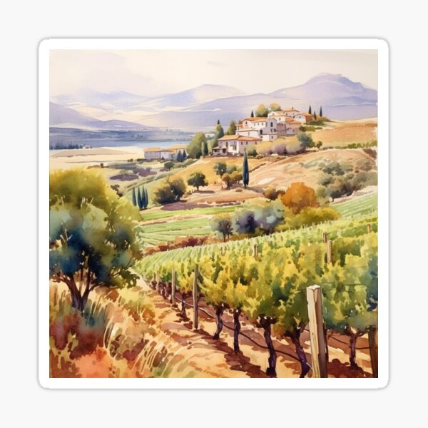 Item preview, Vineyard in Sicily Watercolor designed and sold by Chimpanzky.