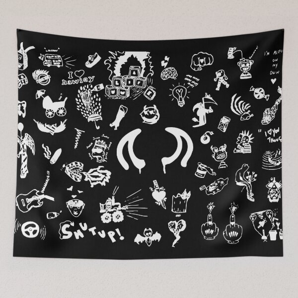 Item preview, yungblud drawings tattoo sheet (white) designed and sold by sarascoprox.