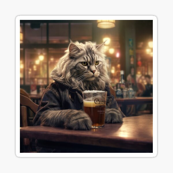 Cats and Drafts: Post-Work Chill Sticker