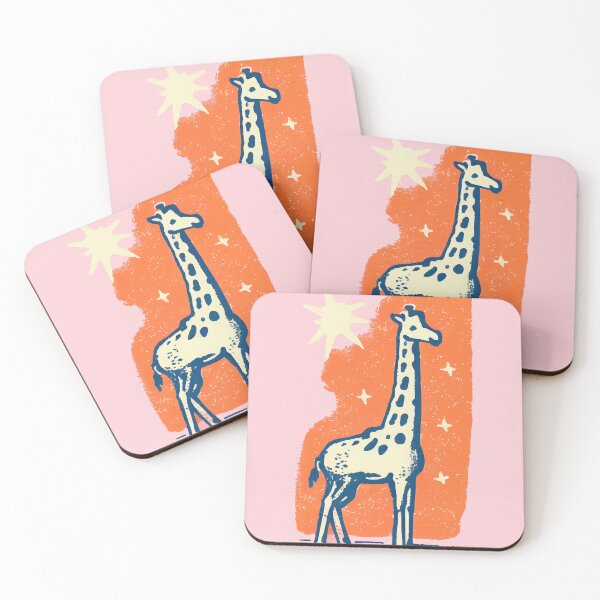Item preview, Giraffes' Bedtime Stargazing Adventure Retro Poster designed and sold by PinkNomad.