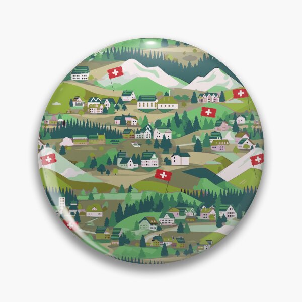 Item preview, Swiss village folk art designed and sold by Alessandro Remo Mazzoni Remotextiles.