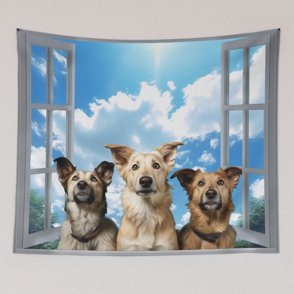 Item preview, Curious funny dogs looking peeping staring peeking standing on in inside out of through window view designed and sold by zand-n-zive.