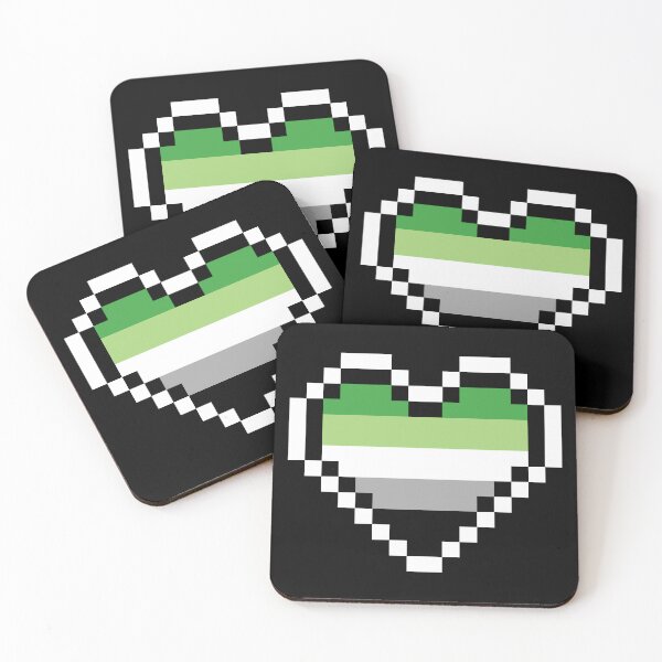 Item preview, Heart flag from Arromántica / Aromantic community pixel art black background designed and sold by Axel-Speed.