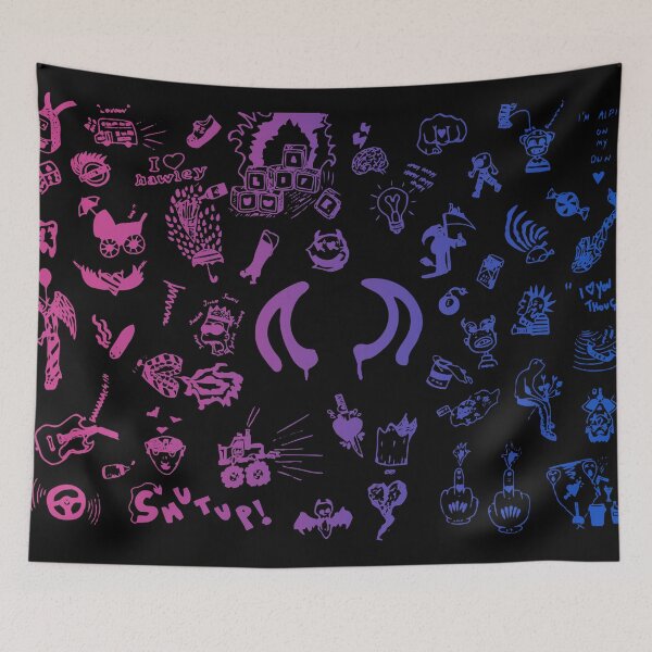 Item preview, yungblud drawings tattoo sheet (bisexual pride flag) designed and sold by sarascoprox.
